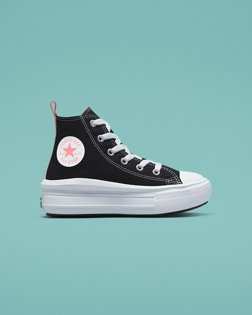 Dívčí Boty Na Platformy Converse Chuck Taylor All Star Move Vysoké Černé Růžové Bílé | CZ MFTQ19